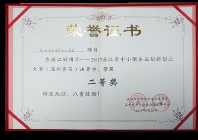溫州賽區(qū)創(chuàng)業(yè)大賽二等獎
